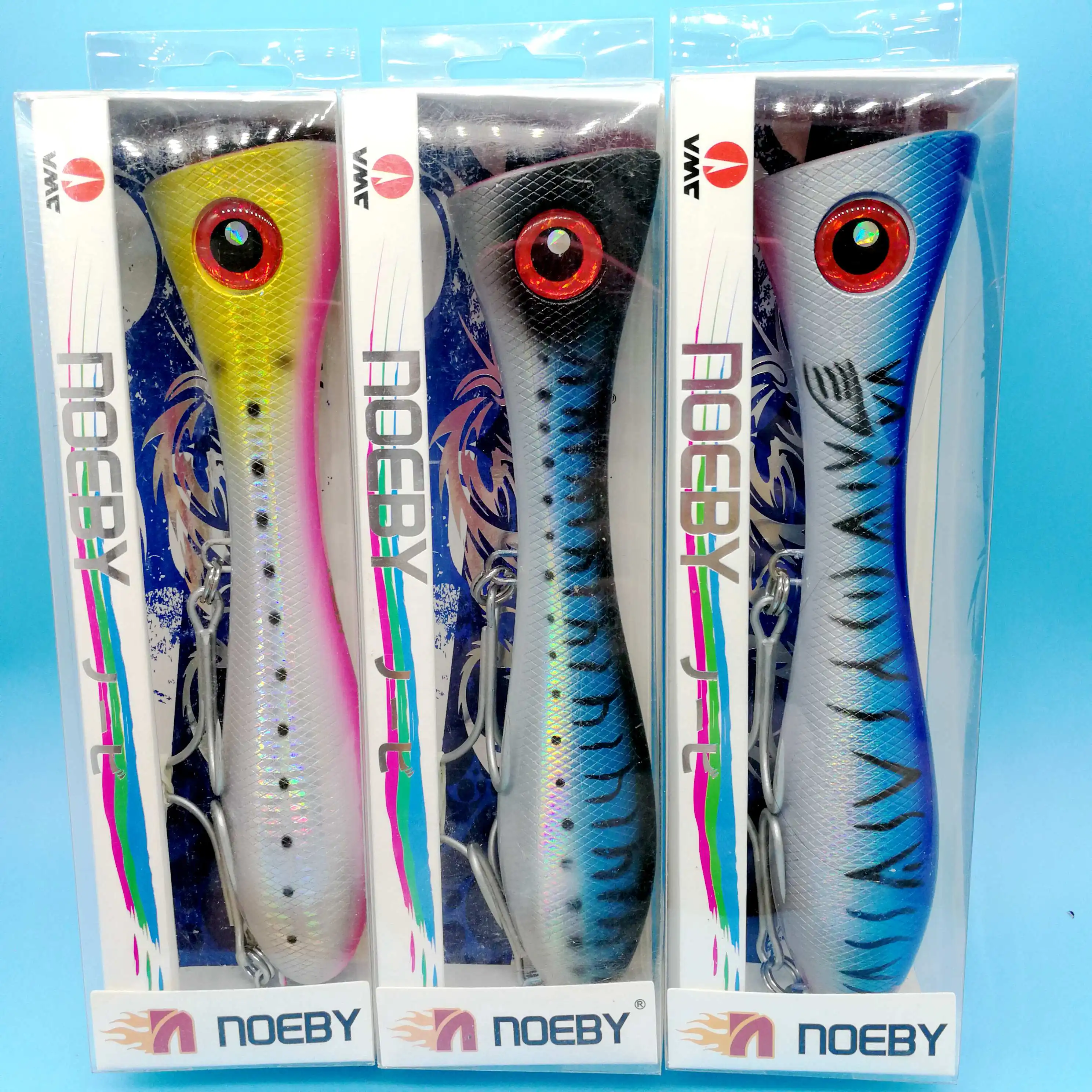 NOEBY 3 шт./лот большой рот Поппер рыболовная приманка 130 г/205 мм 3D глаза
