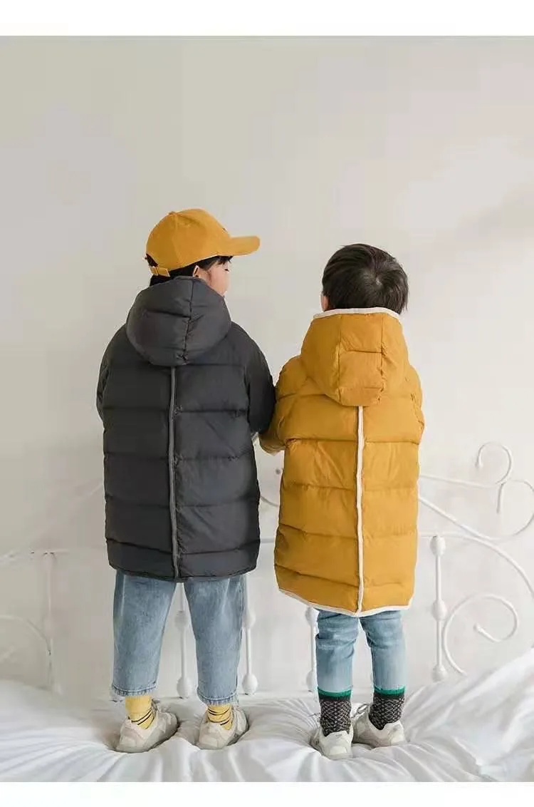 Зимнее пальто для маленьких девочек пуховик с наполнителем из белого утиного