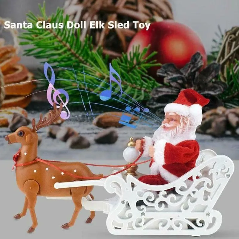 

Electric Moose Pulling Santa Sleigh Music Santa Sleigh Kids Animal Battery Gift Toy Rally Festival Gifts Christmas Lim N7K3