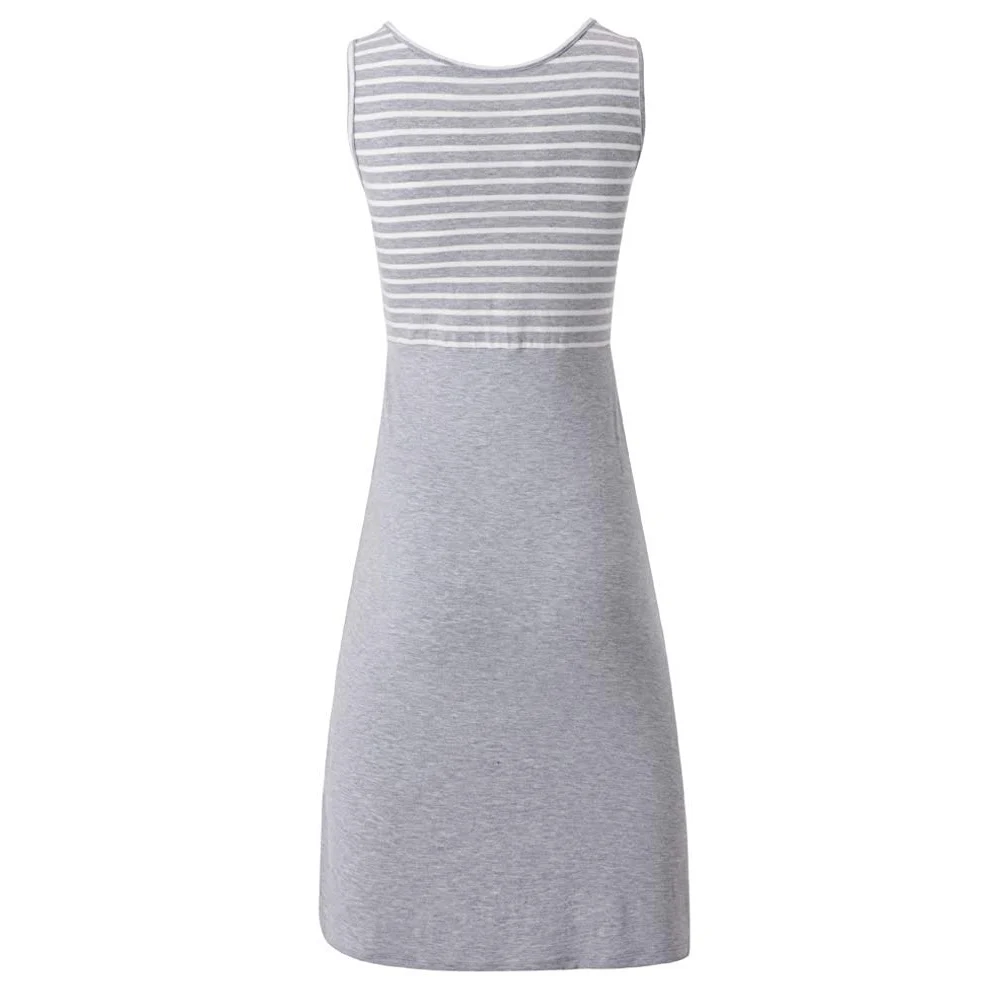 

Women's Sleeveless Nursing Tank Dress Stripe Maternity Dress Breastfeeding Pregnancy Clothes Pregnant Women Summer Dresses D30