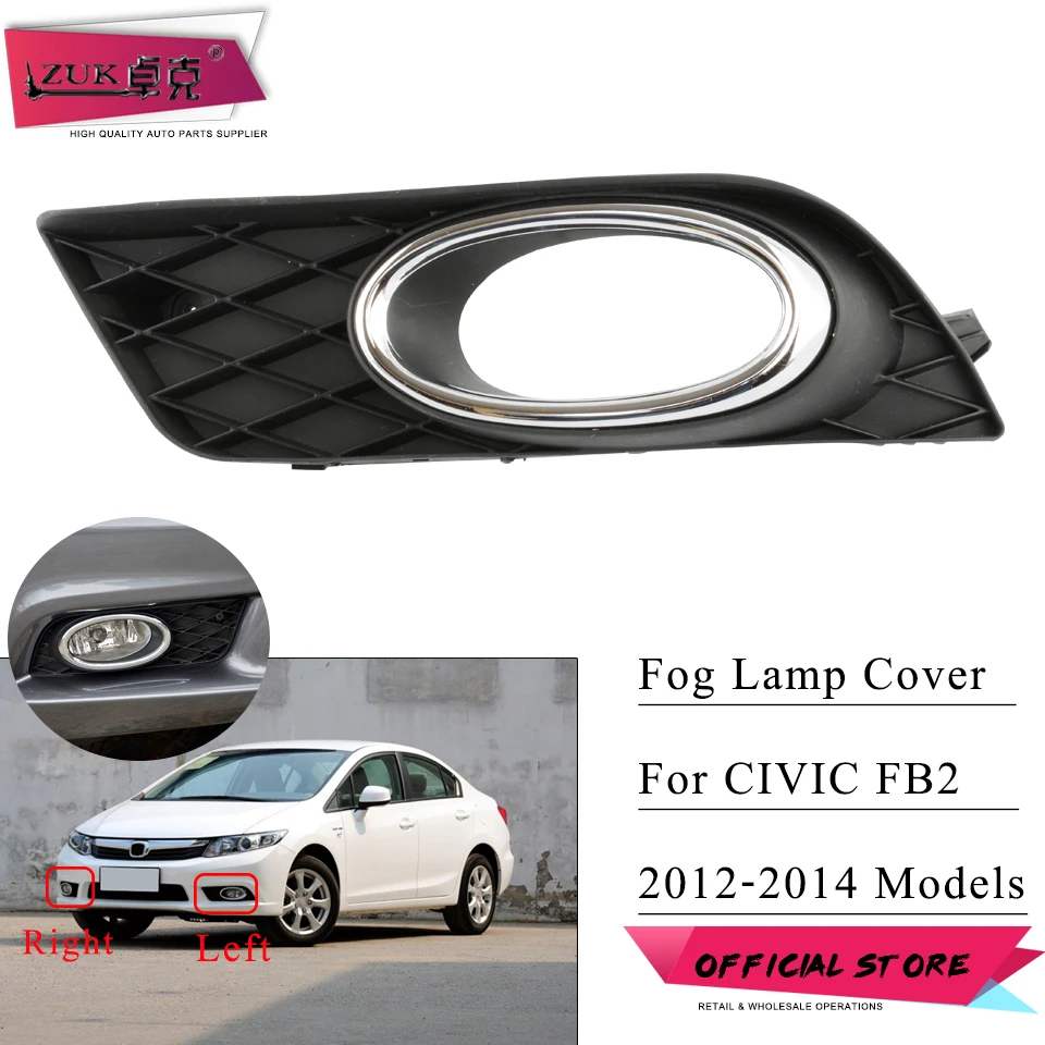 

ZUK Front Bumper Day Time Running Driving Fog Light Lamp Foglight Foglamp Cover Trim Garnish Frame For HONDA For CIVIC 2012 2013