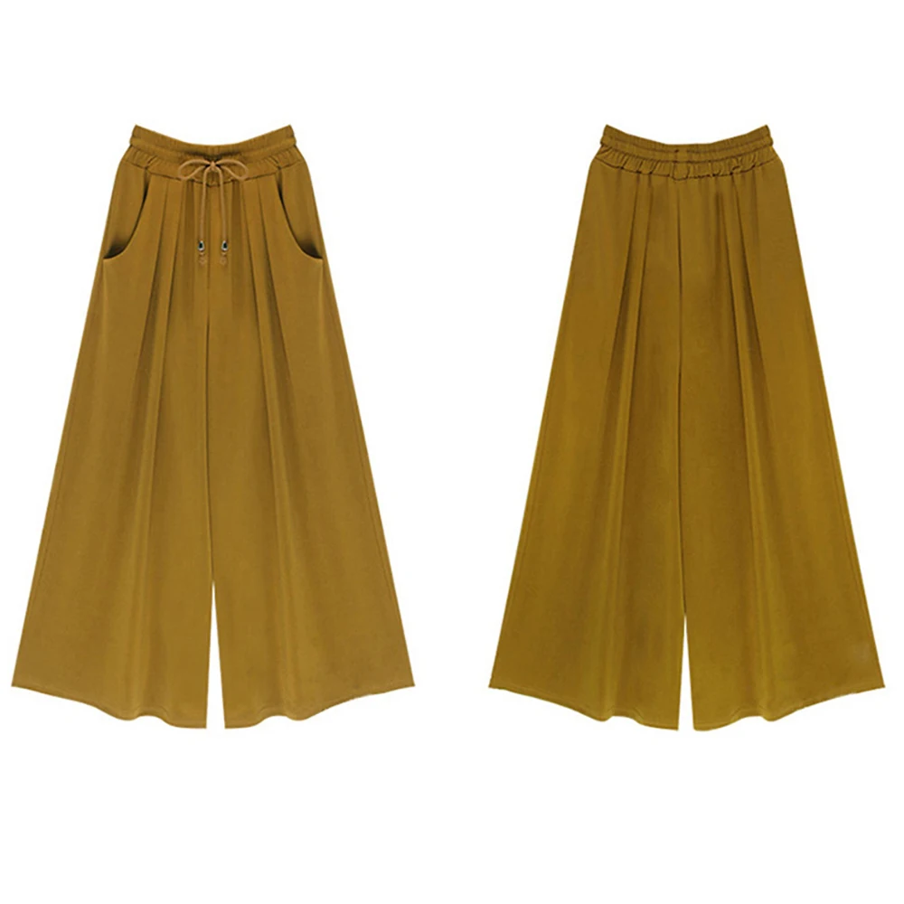 

Women Oversized Nine-point Slacks All-match Loose Wide-leg Pants Drawstring Pocket S-5XL Trousers