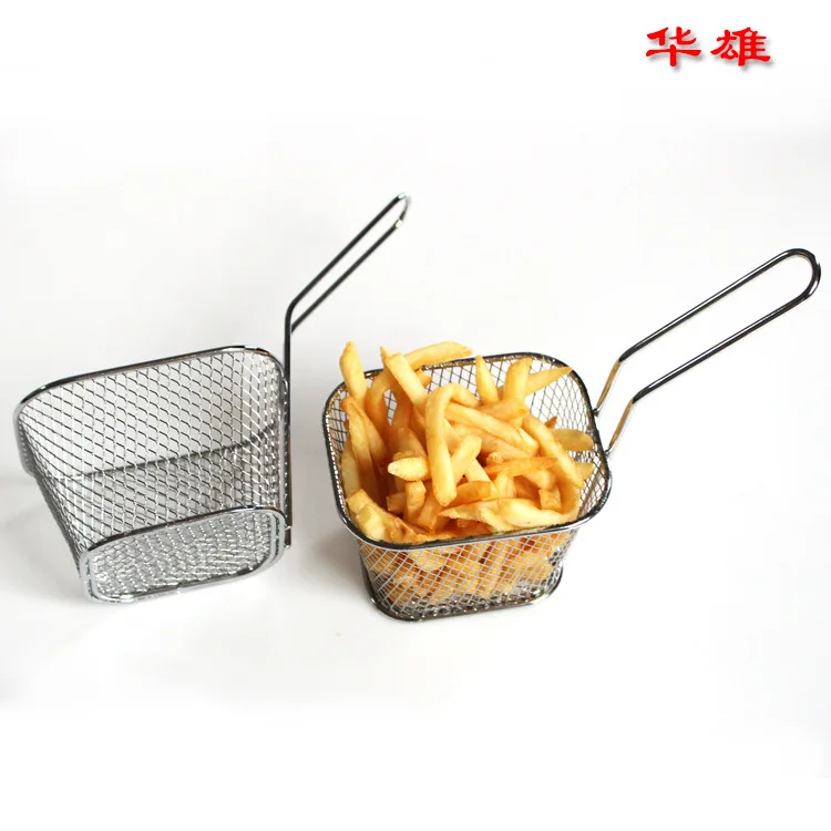 

Mini Stainless Steel Fry Baskets Chips Presentation Basket Strainer Food Basket Kitchen Tool Cooking French Fries Basket