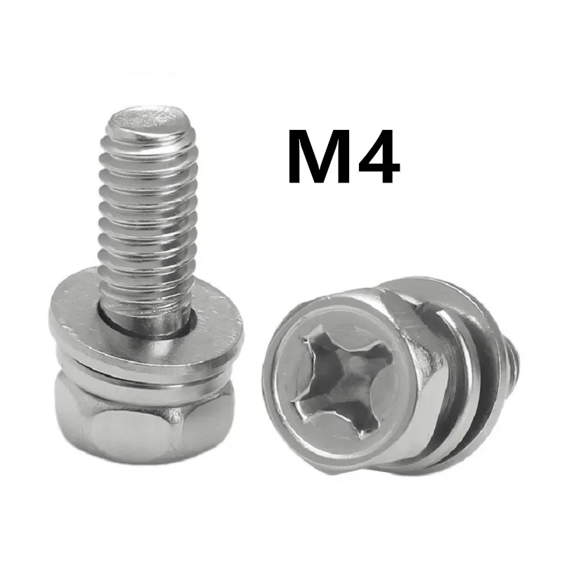 Шестигранный болт phillips sems из нержавеющей стали комплект 50 шт./лот M4x6/8/10/12/16/18/20/25 мм