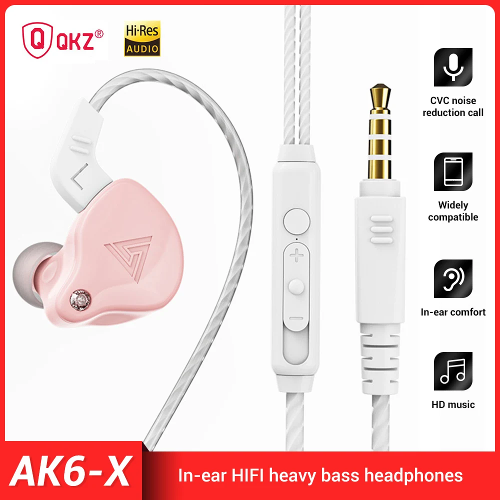 

QKZ AK6-X Wired Earphone 3.5mm Low Latency HiFi Bass Stereo Sound Built-in Microphone Hands-Free Waterproof Sport Gaming Earbuds