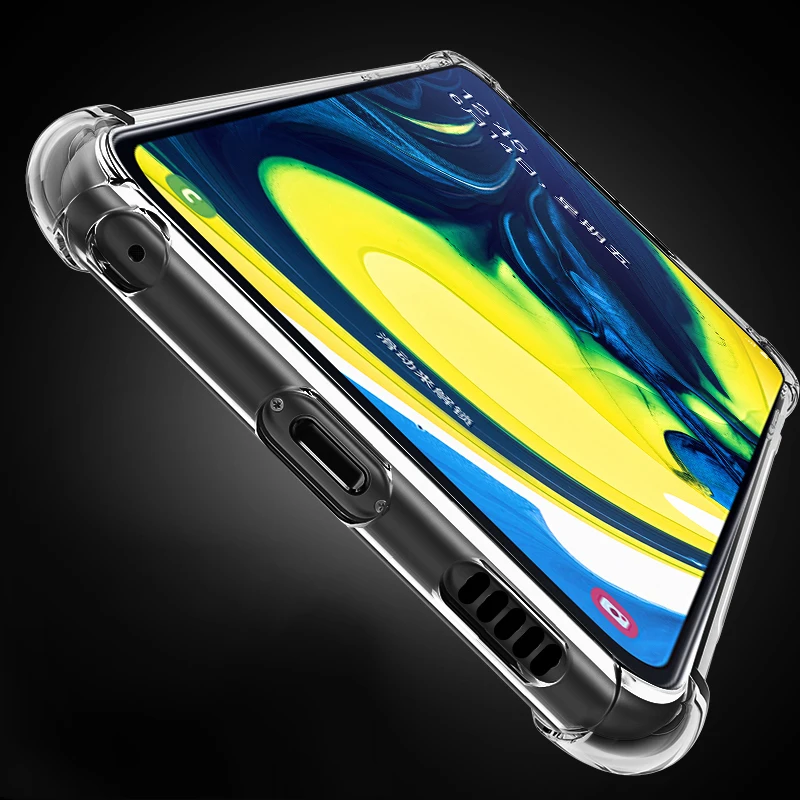 High Qualtiy Soft Transparent Phone Case for Samsung Galaxy A80 A90 5G Capa Luxury Airbag Shockproof Silicone Back Cover Housing