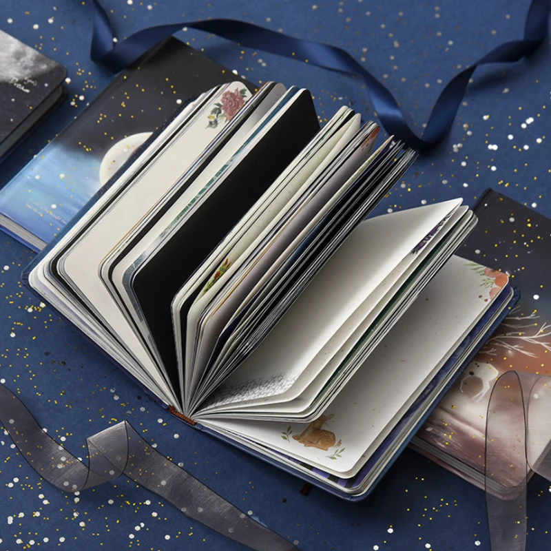 

Luminous Black Notebook DIY Blank Black Paper Sketchbook A5 Diary Handbook Account School Handbook Sky Color Page Notebook