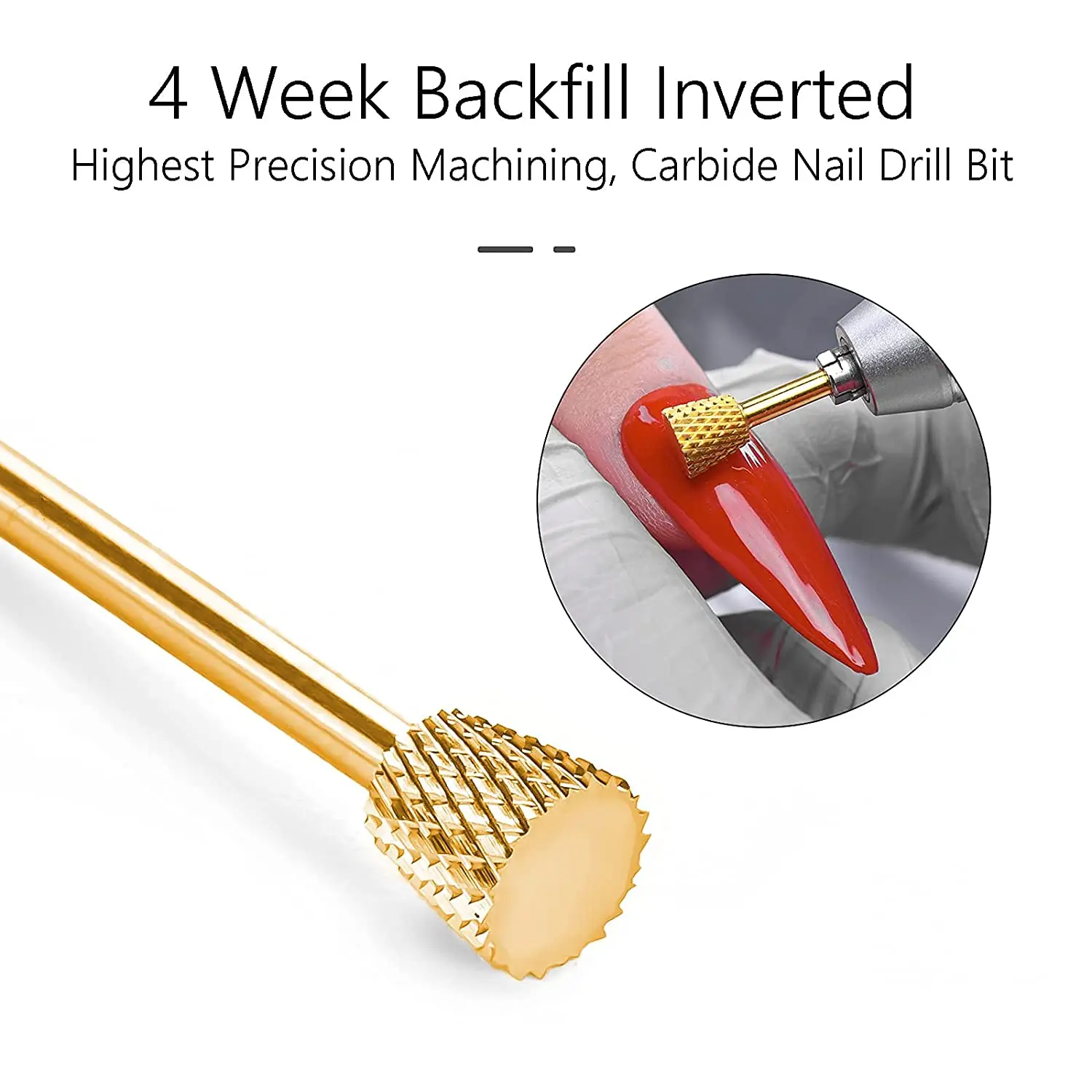 

Сверло для ногтей с перевернутым обратным заполнением, 4 недели, 3/32 дюйма, профессиональное сверло для ногтей из карбида вольфрама для акрил...