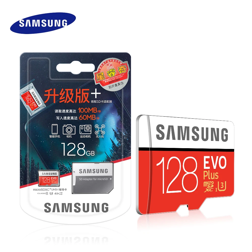 

Samsung EVO Plus sd card 128GB Grade 3 microSD card 100 MB/S Class 10 UHS-I U3 TF Card 32GB 64GB 256GB memory card 100% Original