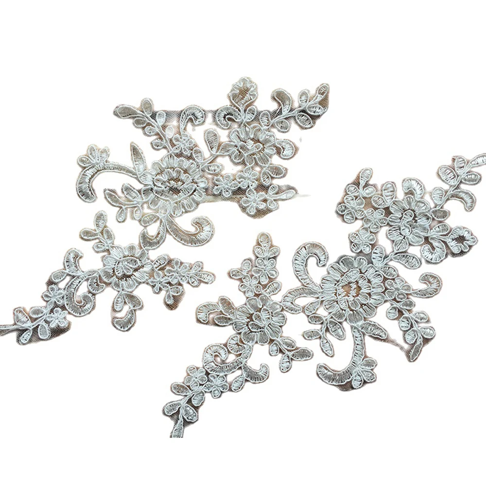 1 шт. кружевная Цветочная ткань с блестками Кружевная аппликация на воротник