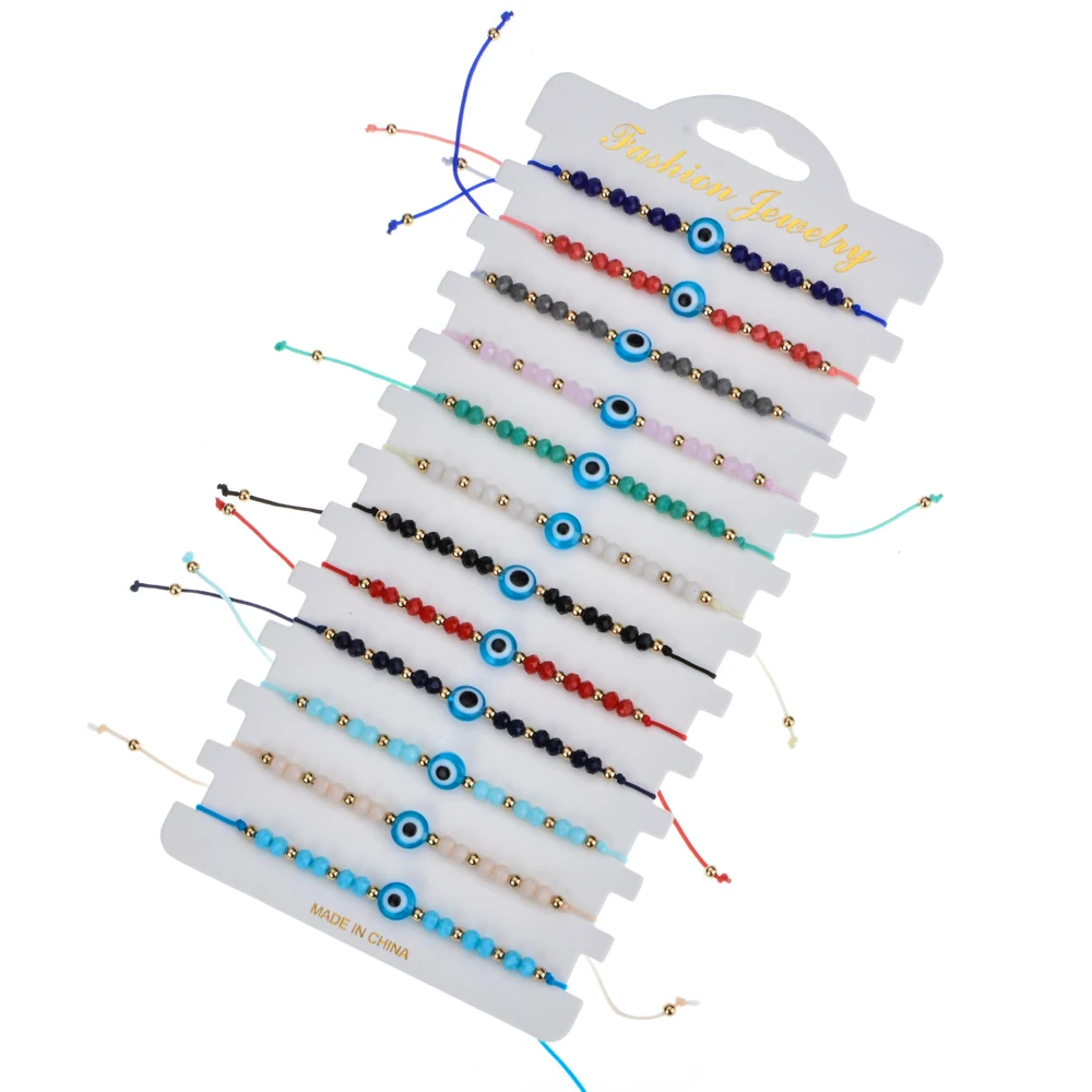 12 шт./партия синий злой глаз шарм кристалл браслеты набор для женщин бохо