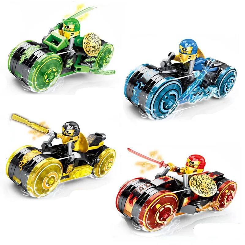 

New 4 pcs Motor Motorbike Ninjagoes Model Figures Building Blocks Kids Toys Bricks Christmas Gift for Children Boys