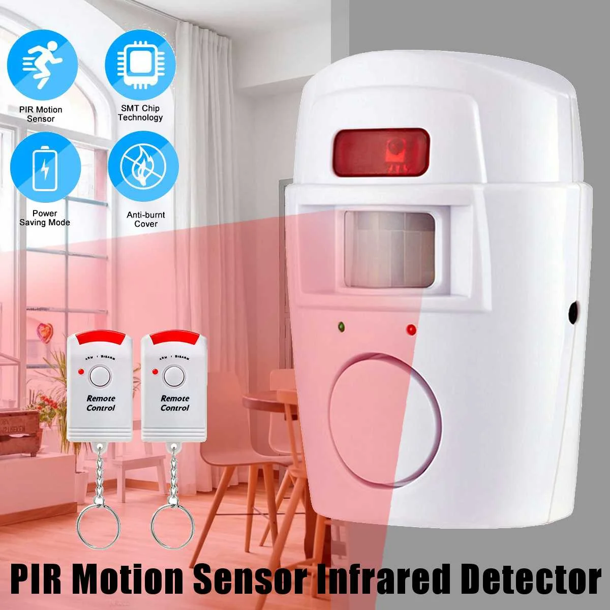 

Wireless Home Security Motion Detector Alarm Battery-operated PIR Infrared Motion Sensor Alert System Kit For Indoor Residence