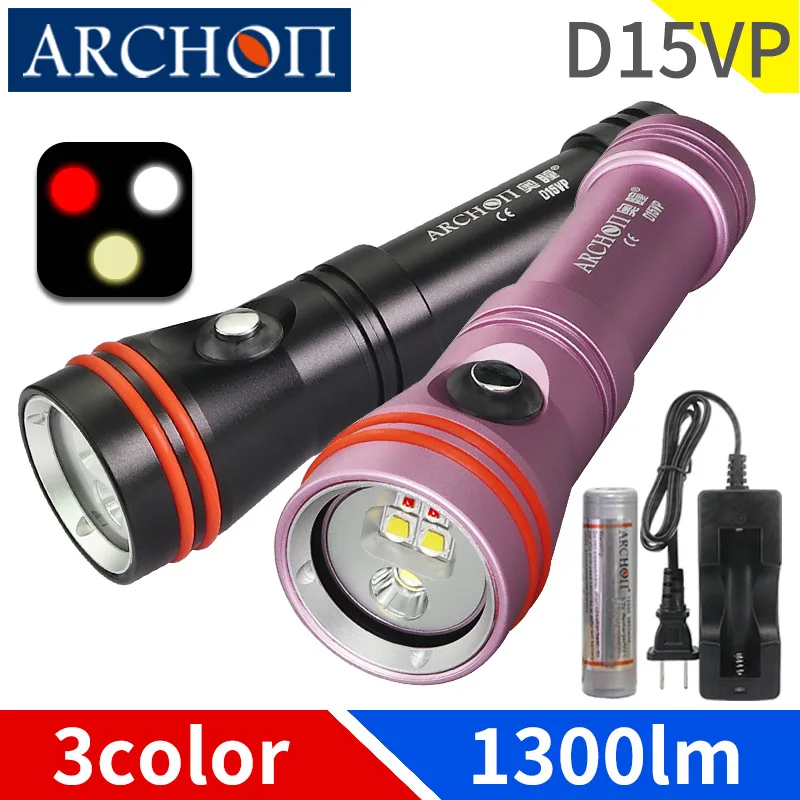 ARCHON 15VP 6500K Diving Torch 5500K HD Video Red Warm White Dive Flashlight Underwater 100m Photoraphy Lighting Lamp