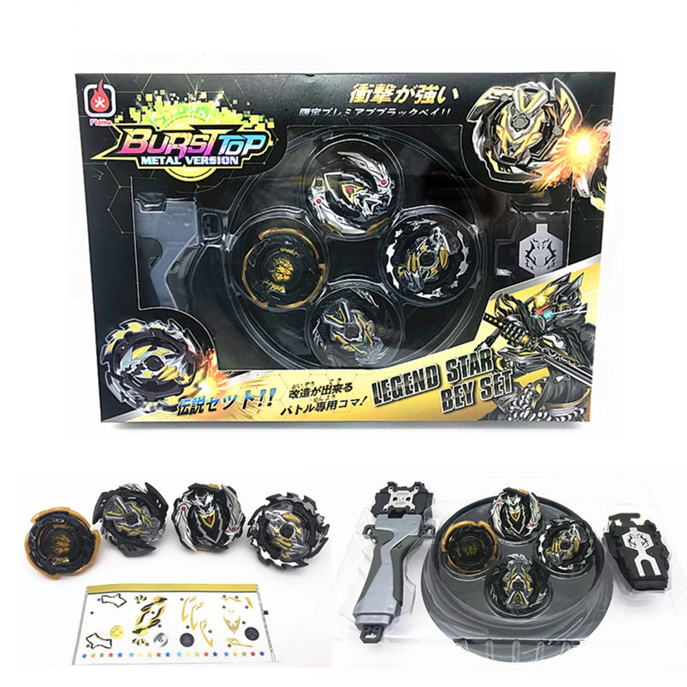 

Набор Beyblades Burst GT из металлического сплава, 4 в 1, с рулем и захватом, пусковое устройство из сплава, сборные игрушки-Гироскопы Черного Воина дл...