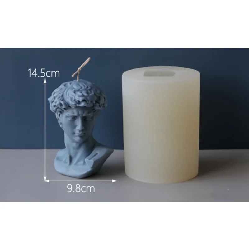 1PC 3D 3sizes David Plaster Portrait Silicone Mold European Greek Roman Candle Making DIY Handmade Resin Wax Mould Gift - купить по