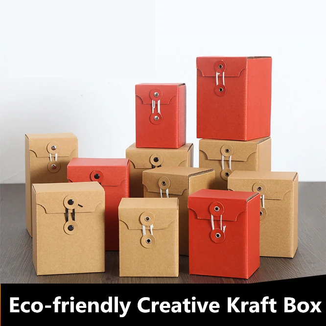 10pcs/lot Creative Simple Gift box with rope Eco-friendly Kraft Paper DIY gift bag Cup box Candy box kawaii Party Supplies