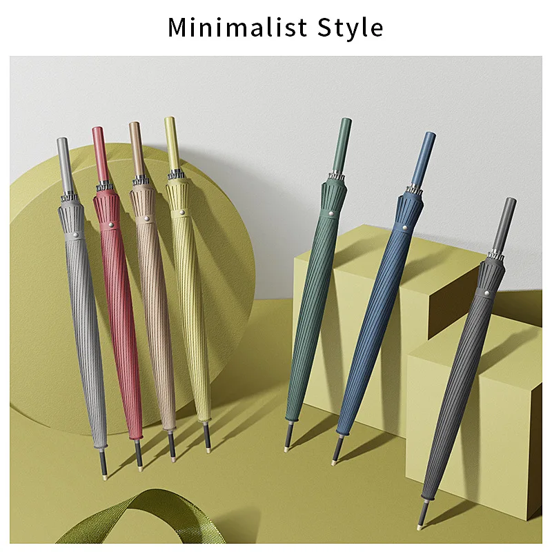 Зонт мужской кожаный ветрозащитный с длинной ручкой из стекловолокна