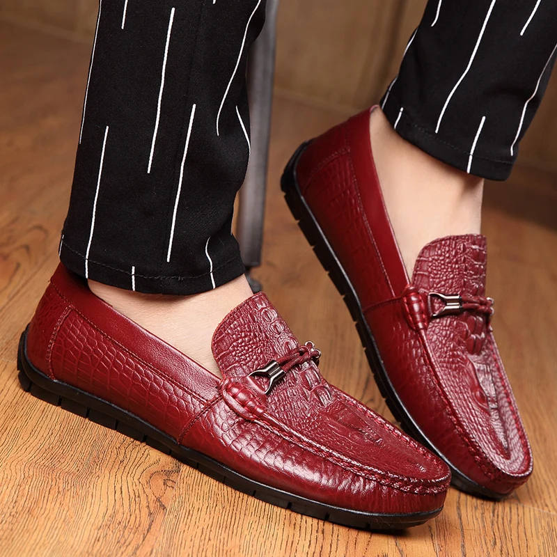 

Men First Layer Cowhide Fashion Casual Shoes Male Geniune Leather Handsewn Loafer Moccasin Unique Design Breathable Driving Shoe
