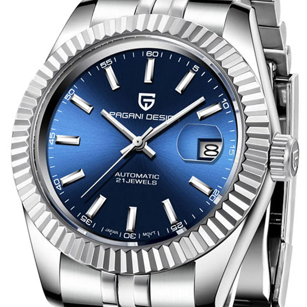 Часы наручные Pagani мужские с синим циферблатом автоматические водонепроницаемые