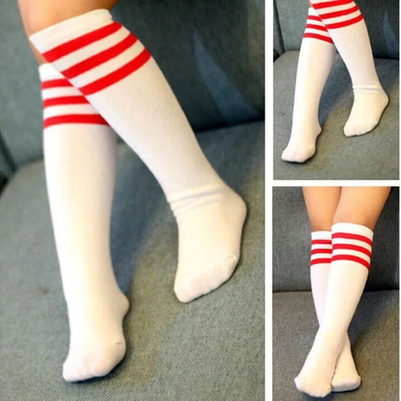 

Kids Toddler Knee High Warm Cute Socks Boy Girl Rainbow Striped Tube Socks