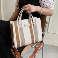 casual stripe canvas tote women handbag fashion big shopper bags for women 2021 large capacity commuter briefcase shoulder bag