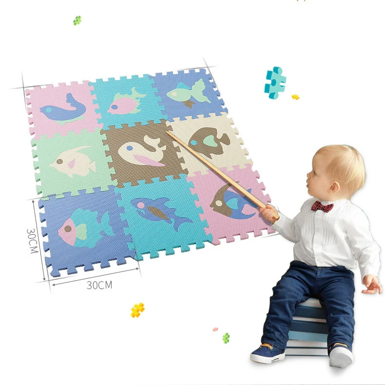 

Cartoon Animal Pattern Carpet EVA Foam Puzzle Mats With Fence Kids Floor Puzzles Play Mat For Child Baby Play Gym Crawling Mat