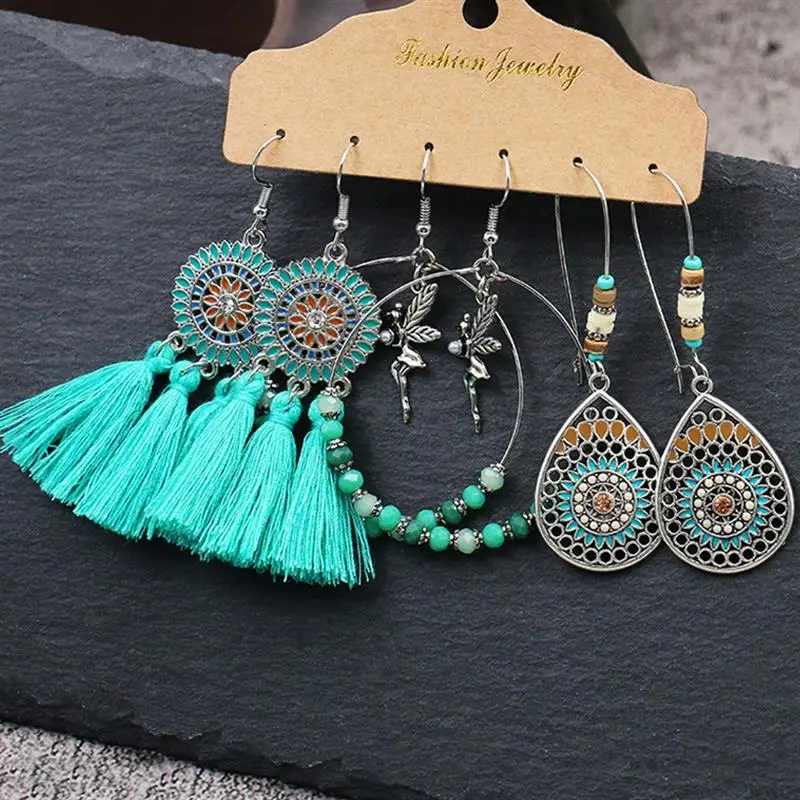 

12 Pairs Ladies Earrings Retro Pendant Vintage Earrings Drop Alloy Earrings Pendant Earrings