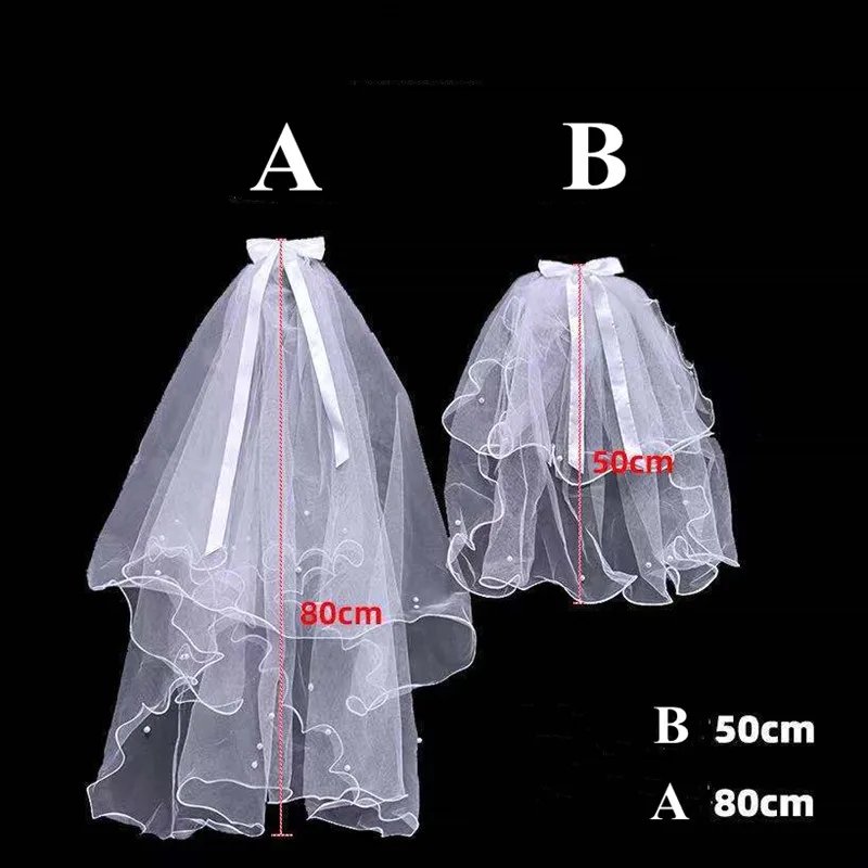 Искусственная Фата для девичника белая двойная пряжа с бантом невесты вечеринки