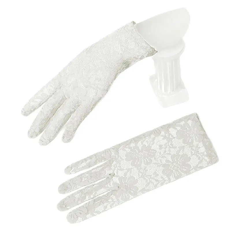

Bridal White Gloves Decorative Breathable Lace Gloves Party Gloves for Wedding Cycling