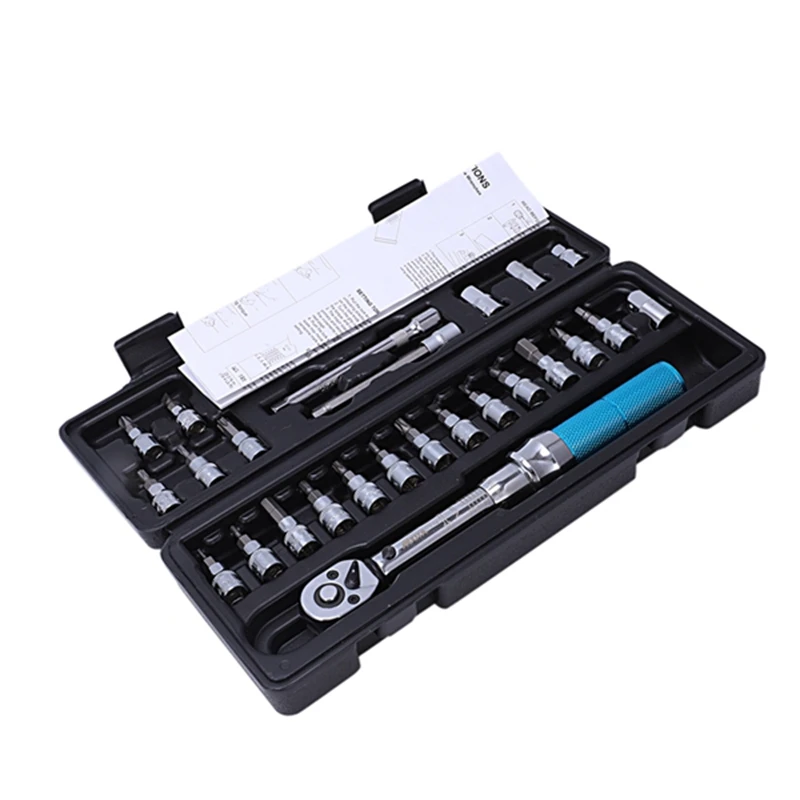 

MXITA 25 Piece Set 1/4 2-14Nm Adjustable Torque Wrench Bicycle Repair Kit Set Tool Bicycle Repair Wrench Manual Tool