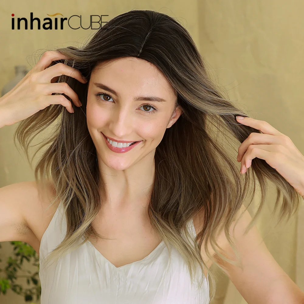 Inhaircube синтетические парики с длинными волосами темно-коричневый корень