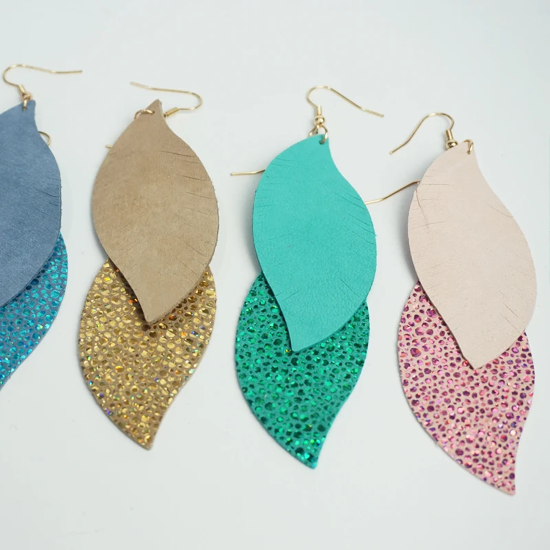 Серьги подвески женские из натуральной козьей кожи с перьями|Серьги-подвески| |