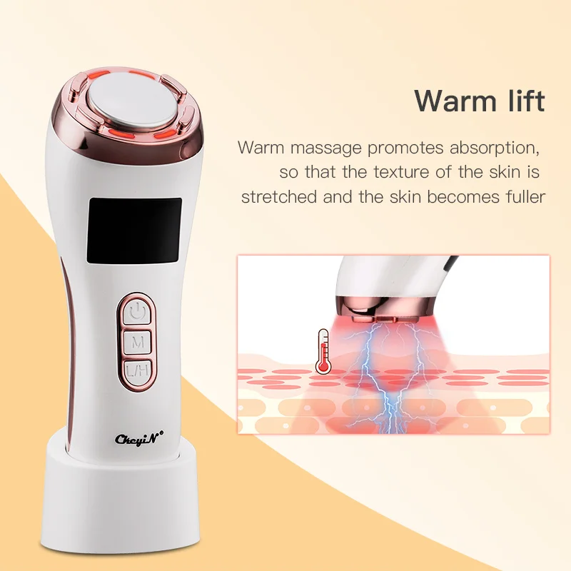 Beste Ems Koud Warm Hamer Led Photon Ultrasone Trillingen Gezicht Lifting Massager Rimpel Remover V-Line Up Huid Verstevigende Schoonheid Apparaat