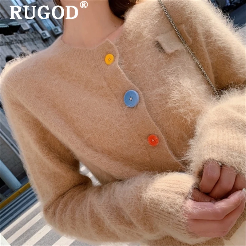 RIUGOD Cashmere cardigan women elegant single-breasted long sleeve slim knit sweater coats female 2019 Casual soft auturm |
