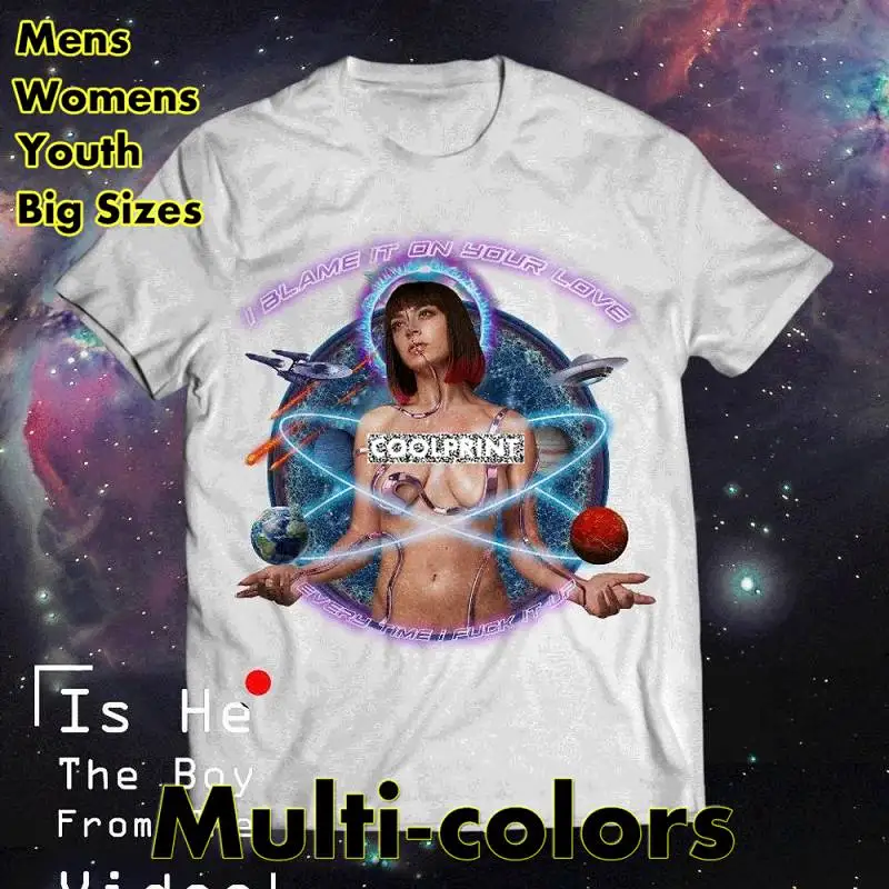 

Футболка Charli XCX с надписью «Blame It On Your Love», мужские футболки оверсайз, новинка, футболки с принтом