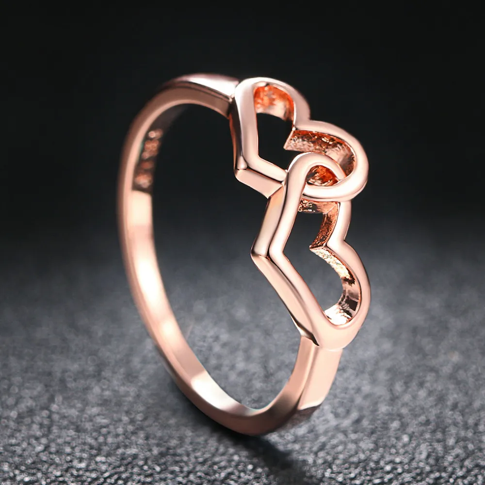 Женское кольцо с двумя искусственными камнями подарок на день Святого Валентина