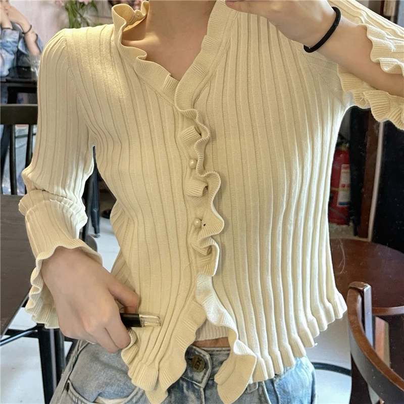 

Black White Pink Sweet Knitted Plus Large Size Oversize Korean Style Fashion Cardigan For Autumn Women'S Clothing Ladies Sweater