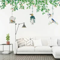 creative plant birds wall sticker warm flowers decals self adhesive home living room wall art mural girl room decor wallpaper