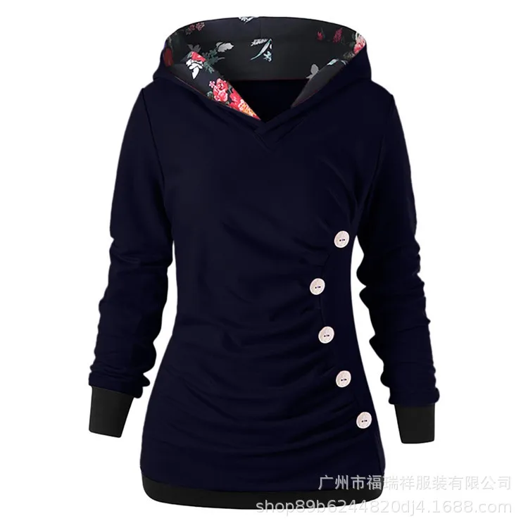 

women's European and American autumn and winter casual fashion solid color hooded multi-color women's clothing sweatshirts