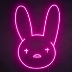 Неоновый светодиодный светильник плохой кролик под заказ, декоративная лампа для спальни, бра с визуальным светом, неоновый декоративный ночник для комнаты