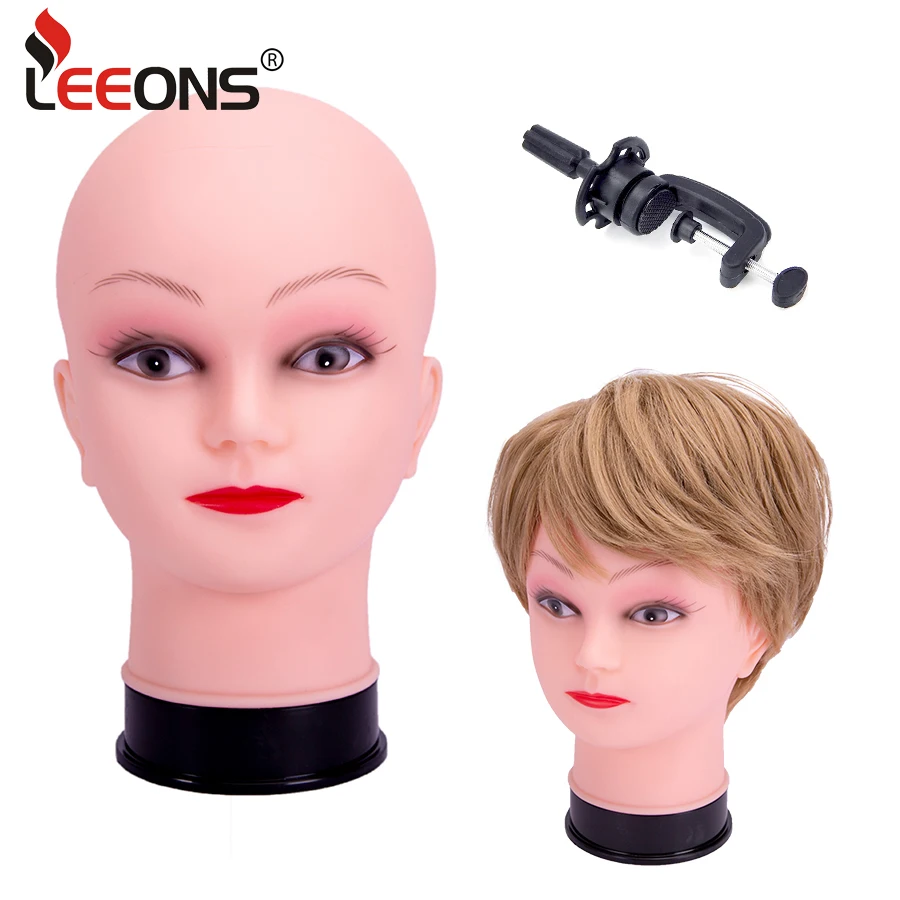 

Leeons Bald Mannequin Head Professional Bald Mannequin Head With Wig Stand Cosmetology Female Bald Training Head For Wig Display