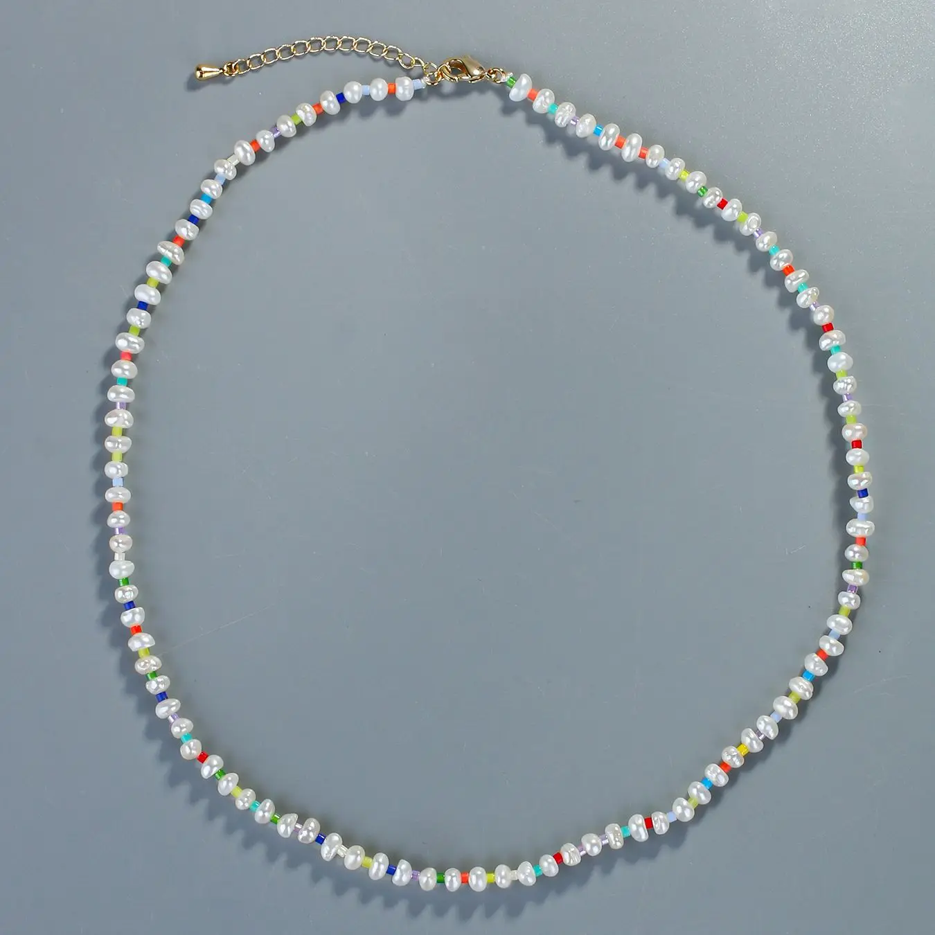 

QUANCHI Pearls Bracelets/Necklaces 2PCS Set Jewelry Fashion Rainbow Miyuki Bracelet/Necklace Chain for Women Jewerly New