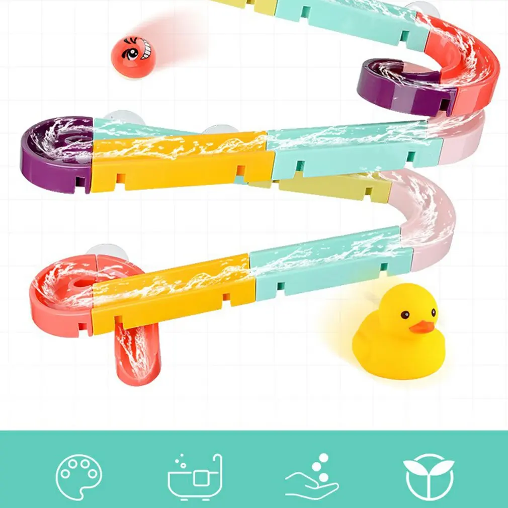 

DIY Baby Bath Toys Wall Suction Cup Marble Race Run Track Bathroom Bathtub Kids Play Water Games Toy Set For Children