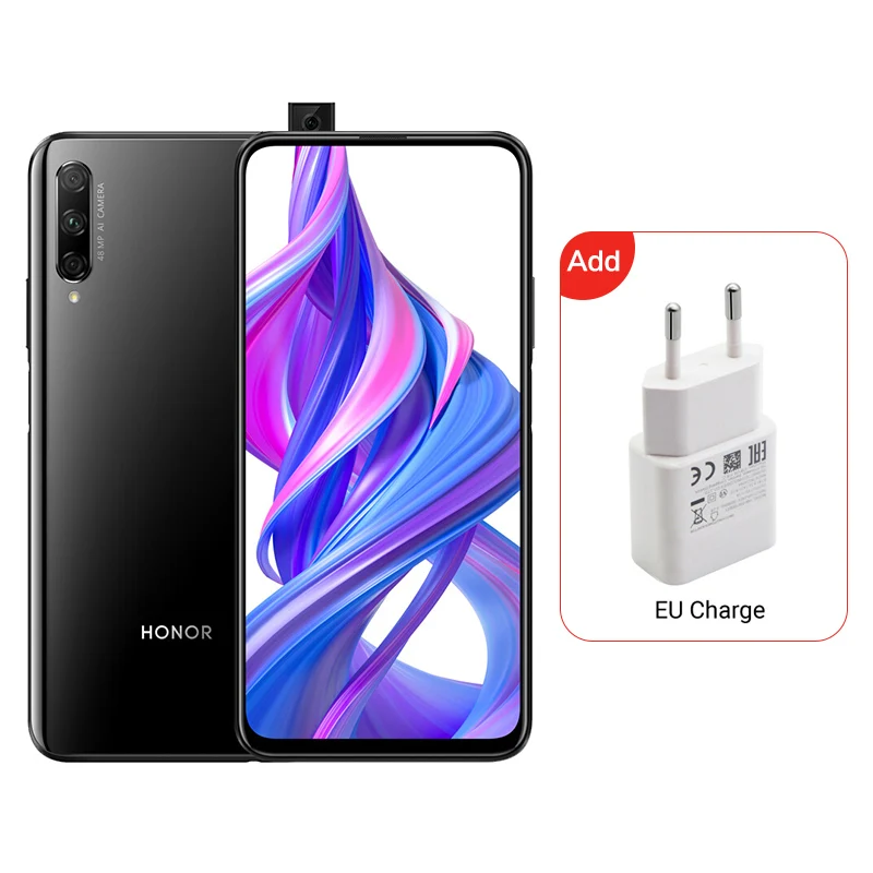 Black Honor 9X Pro Global rom Поддержка Google смартфон 8 Гб 256 ГБ 6,59 дюймов полный экран 8MP 3 камеры GPU Kirin 810 Восьмиядерный телефон - Цвет: Black