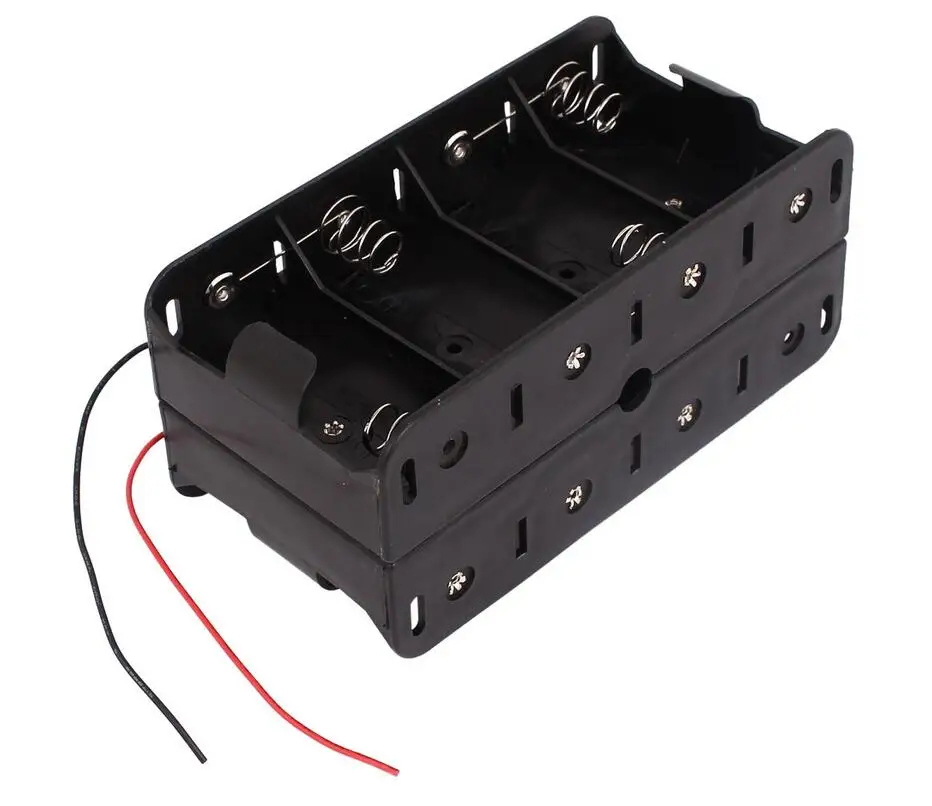 

10pcs/lot Dual Wires Double Sides 8 Pack D Size Battery Holder Storage Case 12V Back to Back Battery Box For D Size Batteries