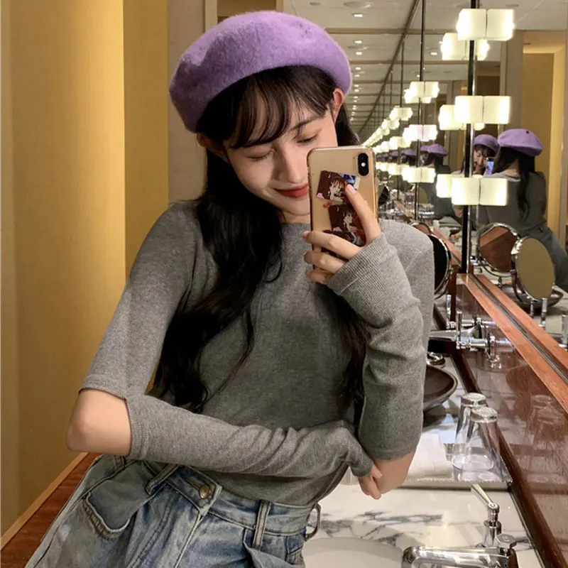 Стильная водолазка с открытыми плечами вязаный свитер для женщин Осенний Модный