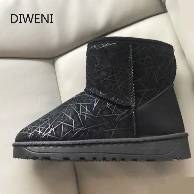 DIWEINI/Новинка 2020 года кожаные зимние ботинки на меху теплые шерстяные женские