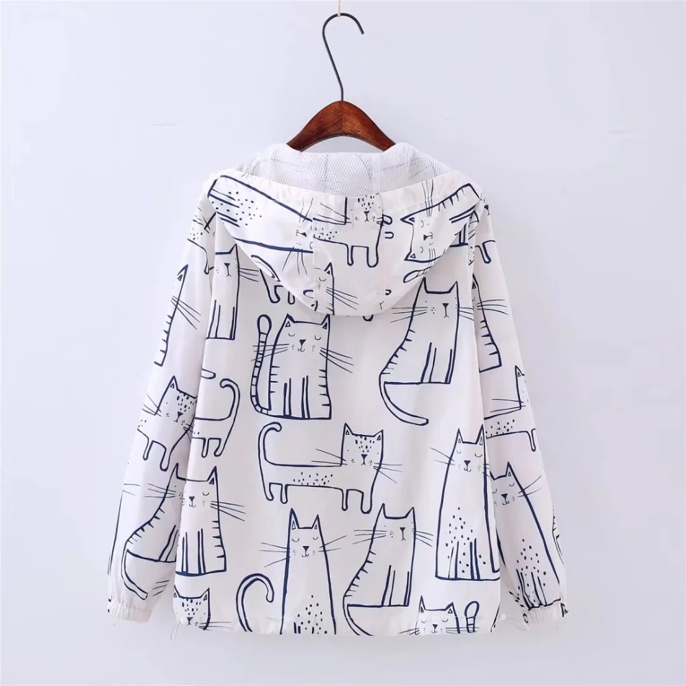 Весна осень тонкая куртка пальто для женщин мультфильм Кот горшок Harajuku Kawaii Толстовка граффити бейсбольные куртки пальто Chaqueta Mujer Япония