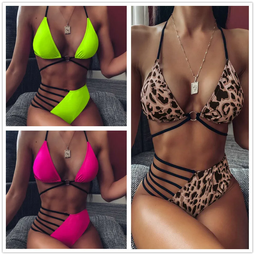 

Sexy Bikini 2021 High Waist Swimsuit Women Swimwear Bathing String Bikini Set Hollow Out Swimsuit Female Swimming Suit For Women